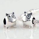 925 Sterling Silver Doggie Dog Charm - fits European Beads Bracelets