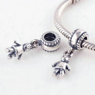 925 Sterling Silver Boy Dangle Pendant - fits European Beads Bracelets