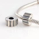 925 Sterling Silver Ribbed Clip Charm - fits European Beads Bracelets