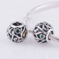925 Sterling Silver Birds Branches Feathers Charm - fits European Beads Bracelets