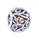 925 Sterling Silver Birds Branches Feathers Charm - fits European Beads Bracelets