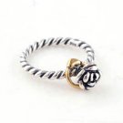 Sterling Silver Flower Rose & Gold Heart Ring, Love/Promise/Engagement European Band
