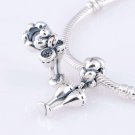 925 Sterling Silver Champagne Glasses CHEERS! Pendant Charm - fits All European DIY Bead Bracelets
