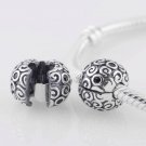 925 Sterling Silver Black Abstract Squiggle Clip Bead -  fits Pandora/Troll/Biagi European Bracelet