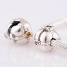 925 Sterling Silver Sparkling Tote Purse Clip Bead -  fits European Beads Bracelets
