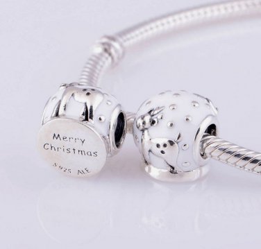 925 Sterling Silver Snow Globe Charm Bead - fits European Beads Bracelets