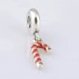 925 Sterling Silver Candy Cane Dangle Charm Bead - fits European Beads Bracelets