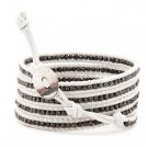 Dark Nuggets - 5 Wrap White Leather Bohemain Boho Bracelet