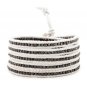 Dark Nuggets - 5 Wrap White Leather Bohemain Boho Bracelet