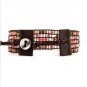 Rose Jasper/Burgundy Stones/Clear Crystal - 5 Strands Row Leather Bohemein Boho Cuff Bracelet
