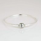925 Sterling Silver Charm Bangle Bracelet - fits European Beads