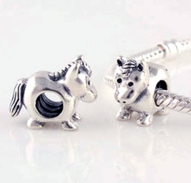 925 Sterling Silver Standing Horse Charm - fits European Beads Bracelets