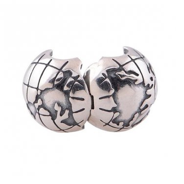 925 Sterling Silver Globe Clip Bead - fits European Beads Bracelets