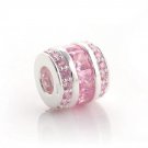 925 Sterling Silver Light Pink CZ Barrel Charm - fits European Beads Bracelets