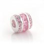 925 Sterling Silver Light Pink CZ Barrel Charm - fits European Beads Bracelets