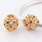 Sterling Silver Celtic Circle Pink Topaz Gold Charm, for All European DIY Charm Bead Bracelets