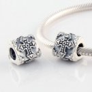 925 Sterling Silver Cross Triangle Charm - fits European Beads Bracelets