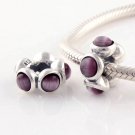 Sterling Silver Purple Cabochon Flower Spacer - fits European Beads Bracelets