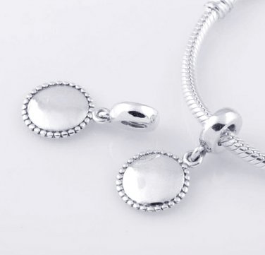 925 Sterling Silver Engravable Icon Dangle Charm - for European Beads Bracelets