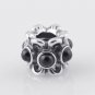 Sterling Silver Forget Me Not Black Onyx Charm - fits European Beads Bracelets