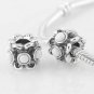 Sterling Silver Forget Me Not White Agate Charm - fits European Beads Bracelets
