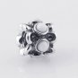 Sterling Silver Forget Me Not White Agate Charm - fits European Beads Bracelets