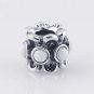 Sterling Silver Forget Me Not White Agate Charm - fits European Beads Bracelets