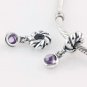 925 Sterling Silver Amethyst Drop Dangle Charm - fits European Beads Bracelets