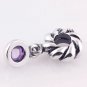 925 Sterling Silver Amethyst Drop Dangle Charm - fits European Beads Bracelets
