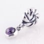925 Sterling Silver Amethyst Drop Dangle Charm - fits European Beads Bracelets