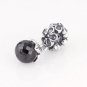 Sterling Silver Black Viola Bloom Spinel Dangle Charm - fits European Beads Bracelets