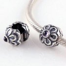 Sterling Silver Amethyst Zinnia Flower Clip Charm - fits European Beads Bracelets