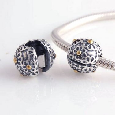 925 Sterling Silver Daisy Flower Clip Charm - fits Biagi/Pandora/Troll/All European Bracelets