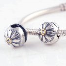 925 Sterling Silver Solaris Flower Clip Charm -fits European Beads Bracelets