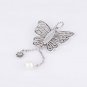 925 Sterling Silver Openwork Butterfly Necklace Pendant with CZ & Pearl Charm