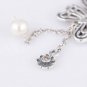 925 Sterling Silver Openwork Butterfly Necklace Pendant with CZ & Pearl Charm