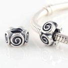 925 Sterling Silver Lucky Spiral Water Charm - fits European Beads Bracelets