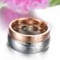 Set of Titanium Stainless Steel Silver & Gold Cross w Crystal Love Couple Ring Band