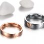 Set of Titanium Stainless Steel Silver & Gold Cross w Crystal Love Couple Ring Band