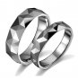 Set of Tungsten Carbide Prism Cut Silver Grey Matching Couple Lover Wedding Band Engagement Ring