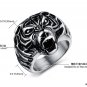 Mens Stainless Steel Fierce Tiger Head Cast Ring Band Biker Style