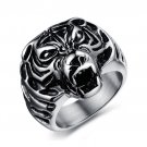 Mens Stainless Steel Fierce Tiger Head Cast Ring Band Biker Style