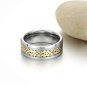 Tungsten Carbide Gold IP Inlay with Celtic Pattern Men's Ring Wedding Band