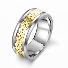 Tungsten Carbide Gold IP Inlay with Celtic Pattern Men's Ring Wedding Band
