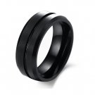 Black Tungsten Carbide Center Grooved Men's Ring Wedding Band
