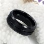 Black Tungsten Carbide Center Grooved Men's Ring Wedding Band