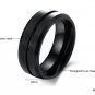 Black Tungsten Carbide Center Grooved Men's Ring Wedding Band