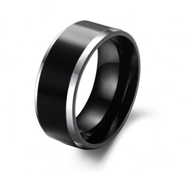 Tungsten Carbide Black IP 2 Tone Men's Ring Wedding Band Comfort Fit