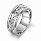 Tungsten Carbide Silver Celtic Pattern Inlay Men's Ring Wedding Band