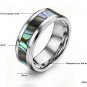 Tungsten Carbide w/ Abalone Shell Inlay Men's Ring Band Comfort Fit